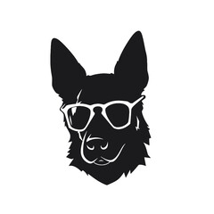 german shepherd dog silhouettes set, dogs silhouettes - vector illustration