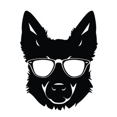 german shepherd dog silhouettes set, dogs silhouettes - vector illustration