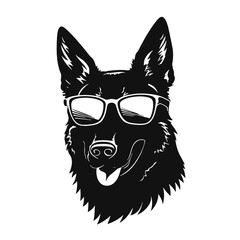 german shepherd dog silhouettes set, dogs silhouettes - vector illustration