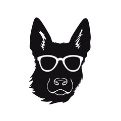 German shepherd dog black and white vector illustrations silhouette set isolated on white background