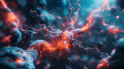 3D Neuron Animation with Fire and Smoke in Unreal Engine Style