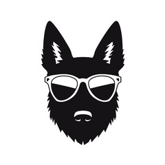 German shepherd dog black and white vector illustrations silhouette set isolated on white background