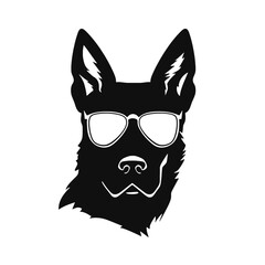 German shepherd dog black and white vector illustrations silhouette set isolated on white background