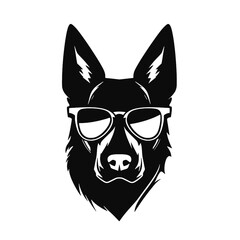 German shepherd dog black and white vector illustrations silhouette set isolated on white background