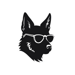 German shepherd dog black and white vector illustrations silhouette set isolated on white background