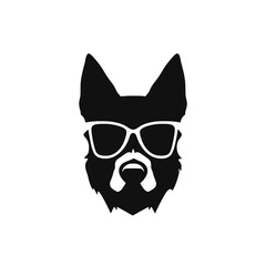 German shepherd dog black and white vector illustrations silhouette set isolated on white background