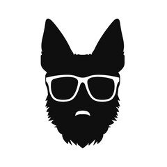 German shepherd dog black and white vector illustrations silhouette set isolated on white background