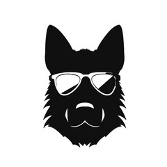 German shepherd dog black and white vector illustrations silhouette set isolated on white background