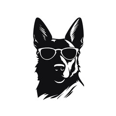 German shepherd Face, Silhouettes Dog Face SVG, black and white German shepherd vector