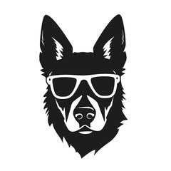 German shepherd Face, Silhouettes Dog Face SVG, black and white German shepherd vector