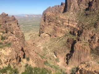 Hiking a Trail in Lost Dutchman State Park, View of East Valley
