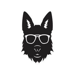 German shepherd Face, Silhouettes Dog Face SVG, black and white German shepherd vector