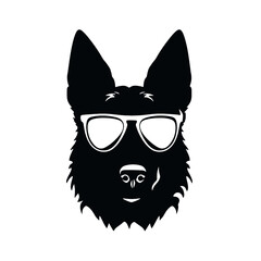 German shepherd Face, Silhouettes Dog Face SVG, black and white German shepherd vector