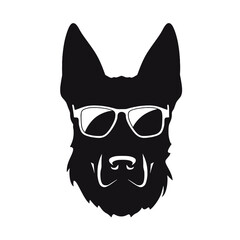 German shepherd Face, Silhouettes Dog Face SVG, black and white German shepherd vector