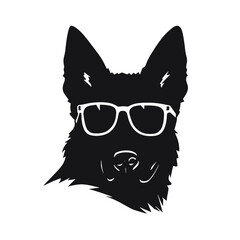 German shepherd Face, Silhouettes Dog Face SVG, black and white German shepherd vector