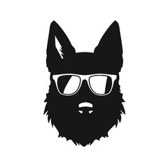 German shepherd Face, Silhouettes Dog Face SVG, black and white German shepherd vector