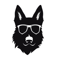 German shepherd Face, Silhouettes Dog Face SVG, black and white German shepherd vector