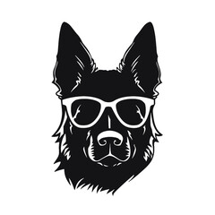 German shepherd Face, Silhouettes Dog Face SVG, black and white German shepherd vector