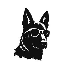 German shepherd Face, Silhouettes Dog Face SVG, black and white German shepherd vector