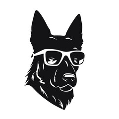 German shepherd Face, Silhouettes Dog Face SVG, black and white German shepherd vector