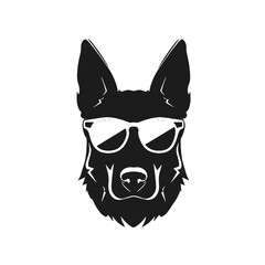 German shepherd Face, Silhouettes Dog Face SVG, black and white German shepherd vector