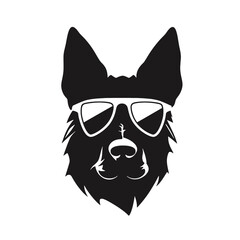 German shepherd Face, Silhouettes Dog Face SVG, black and white German shepherd vector