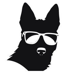 German shepherd Face, Silhouettes Dog Face SVG, black and white German shepherd vector