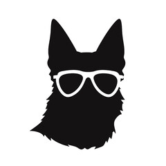 German Shepherd Dog Puppy Portrait. German shepherd  Vector isolated illustration in black color on white background. Aggressive German shepherd dog breed pet.