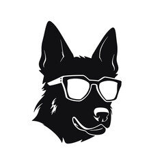 German Shepherd Dog Puppy Portrait. German shepherd  Vector isolated illustration in black color on white background. Aggressive German shepherd dog breed pet.