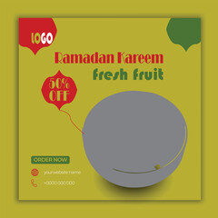 Ramadan Kareem fresh fruit social media post banner template