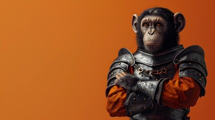 Obraz na płótnie Canvas Armored Chimpanzee in Orange Style