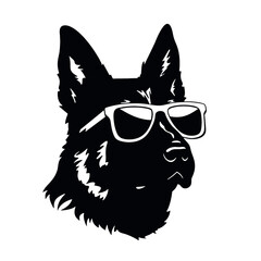 Vector illustration of German Shepherd dog  isolated on white background.