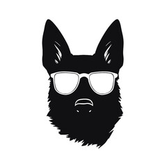 Vector illustration of German Shepherd dog  isolated on white background.