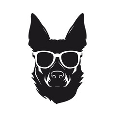 Vector illustration of German Shepherd dog  isolated on white background.