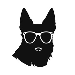 Vector illustration of German Shepherd dog  isolated on white background.