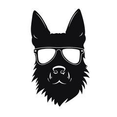 Vector illustration of German Shepherd dog  isolated on white background.