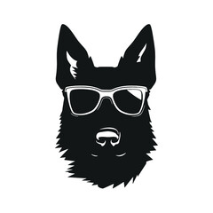 Vector illustration of German Shepherd dog  isolated on white background.