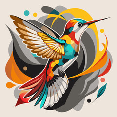 Fantasy world. Vector illustration of paradise hummingbird bird isolated on a white background. Abstract drawing. EPS version.