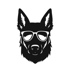 Vector illustration of German Shepherd dog  isolated on white background.