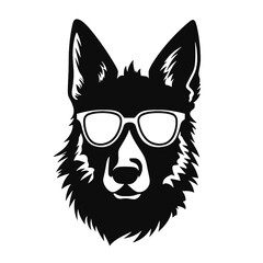 Vector illustration of German Shepherd dog  isolated on white background.