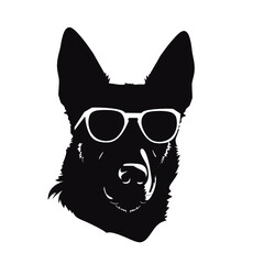 Vector illustration of German Shepherd dog  isolated on white background.