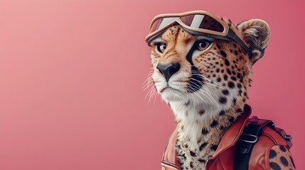 Cheetah in Red Jacket and Sunglasses - Stylized Illustration