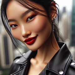 Cute asian model woman