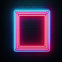 Glowing neon frame on wall