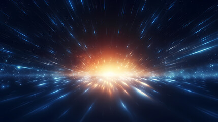 Naklejka premium In a mesmerizing celestial spectacle, ethereal beams of light converge into a stunning sight