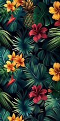 Fototapeta na wymiar Background Texture Pattern - Summer Cel-Shaded Tropical Paradise - Color Palette of Bright Greens, Dazzling Yellows, and Deep Blues created with Generative AI Technology