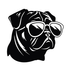 Pug dog. Head of an pug. Pets for design. Vector graphics to design.