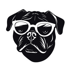 Pug dog. Head of an pug. Pets for design. Vector graphics to design.