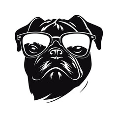Pug dog. Head of an pug. Pets for design. Vector graphics to design.