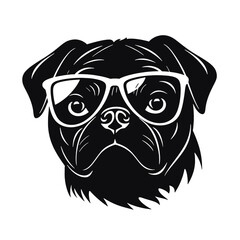 Pug dog. Head of an pug. Pets for design. Vector graphics to design.